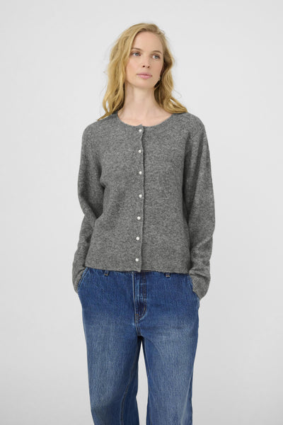 KBNoabelle Plain Cardigan Opal Gray Melange - 10105345 Thumbnail