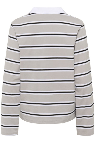 KBZuelma Striped Polo LS Zuelma stripe Drizzle grey - 10105564 Thumbnail