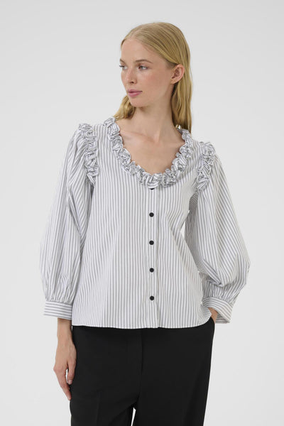 KBBeatrice Blouse White stripe - 10105647 Thumbnail