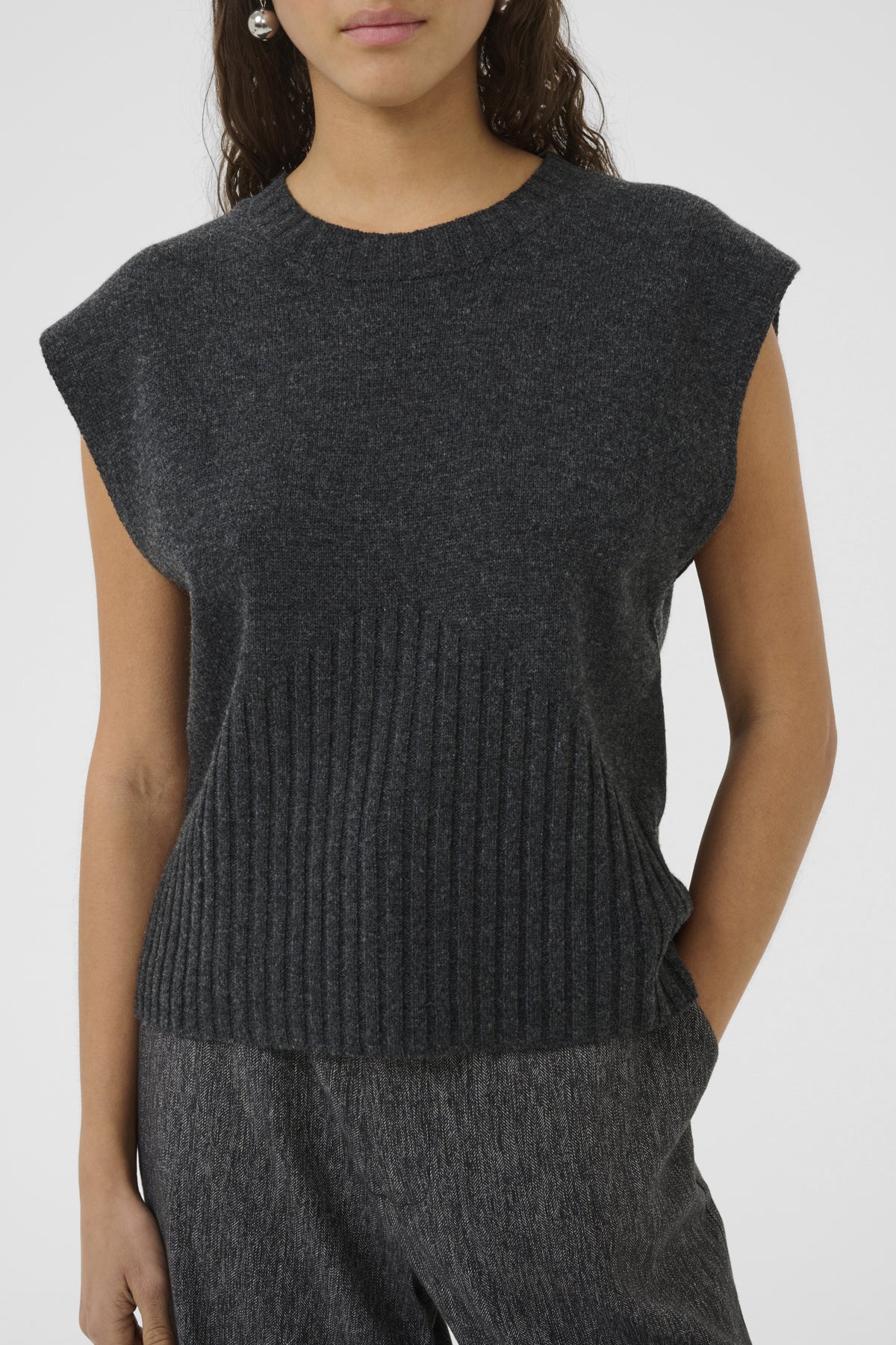 KBBerenice Waistcoat Dark Gray Melange - 10105676
