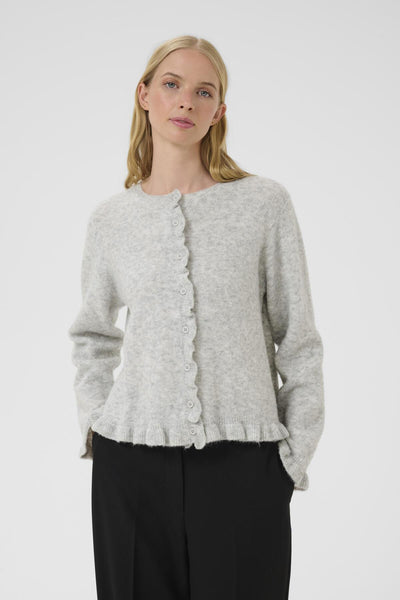 KBNoabelle Frill Cardigan Opal Gray Melange - 1638011 - 10105751 Thumbnail