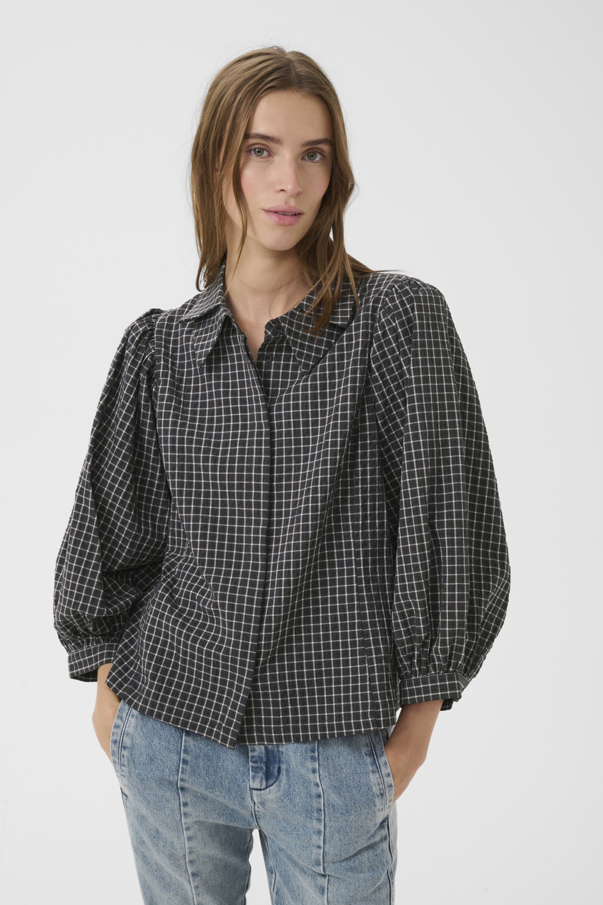 KBEllen Frosty Blouse Dark Grey Check - 109174 - 10105850