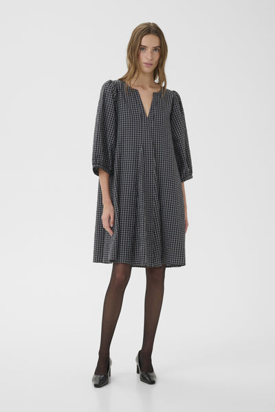 KBEllen Indie Dress Dark Grey Check - 103042 - 10105851 Thumbnail