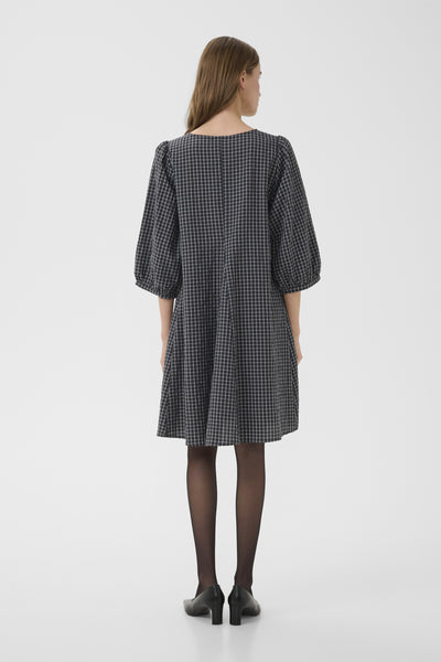 KBEllen Indie Dress Dark Grey Check - 103042 - 10105851 Thumbnail