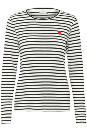 Liddy T-Shirt Chalk/Black-Fiery Red Heart
