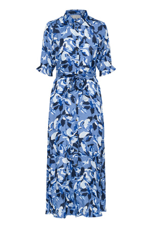 KAvelana Maxi Dress Blue Blurry Leafs - 10504043