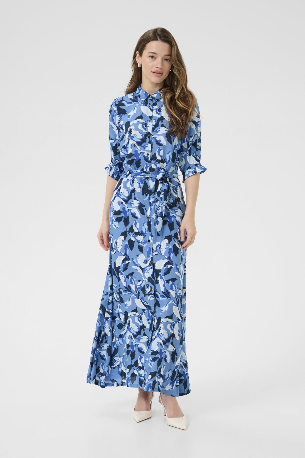 KAvelana Maxi Dress Blue Blurry Leafs - 10504043