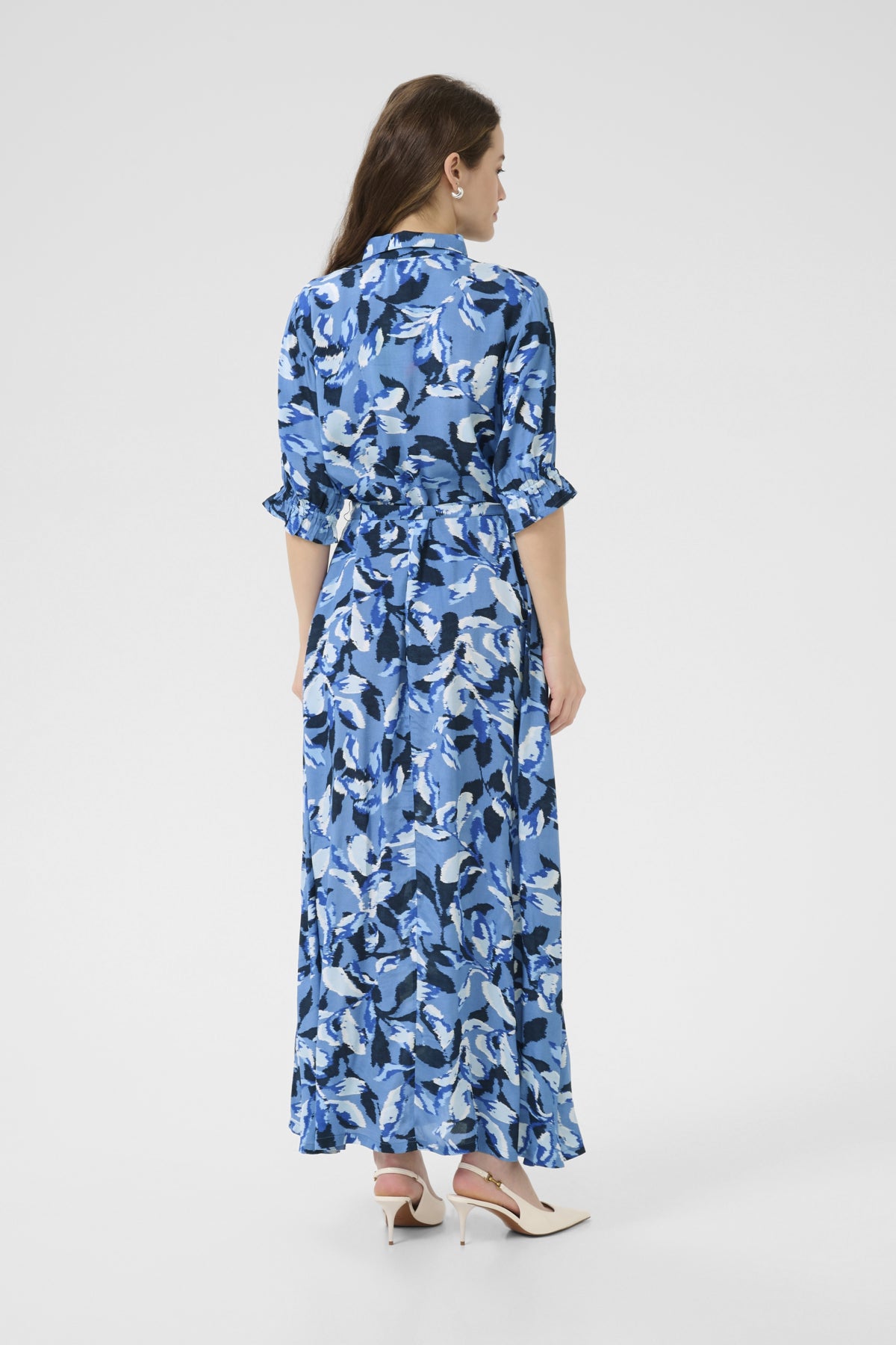KAvelana Maxi Dress Blue Blurry Leafs - 10504043