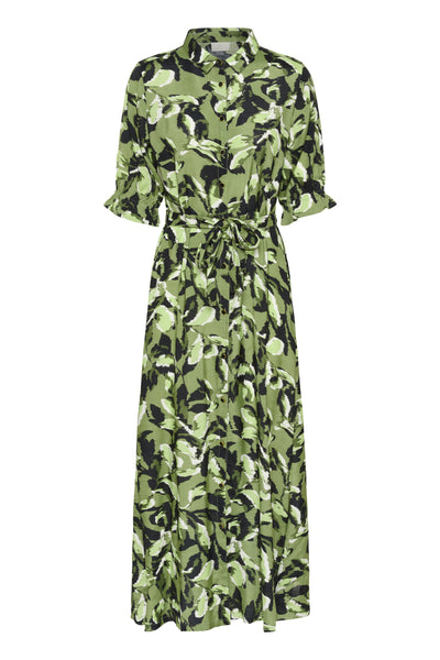 KAvelana Maxi Dress Green Blurry Leafs Thumbnail