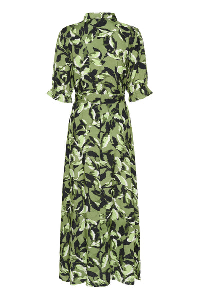 KAvelana Maxi Dress Green Blurry Leafs Thumbnail