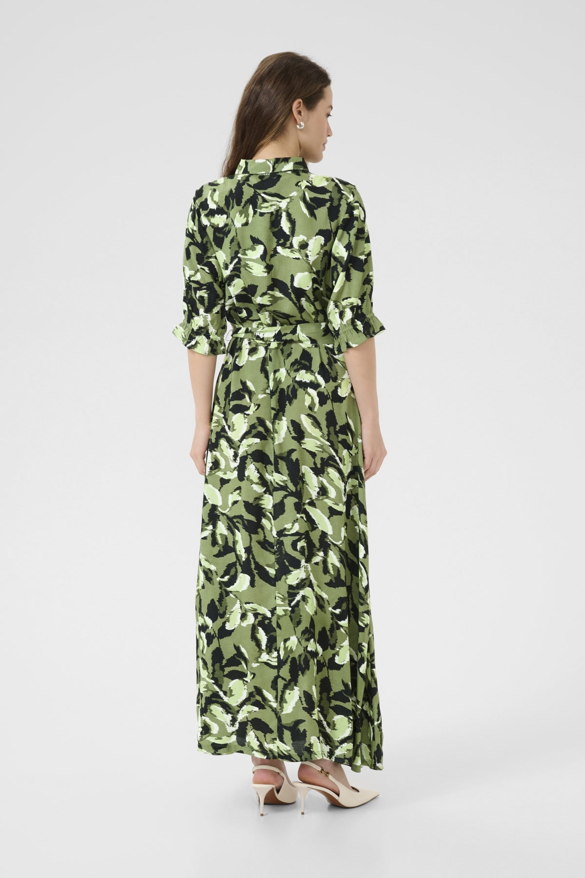 KAvelana Maxi Dress Green Blurry Leafs