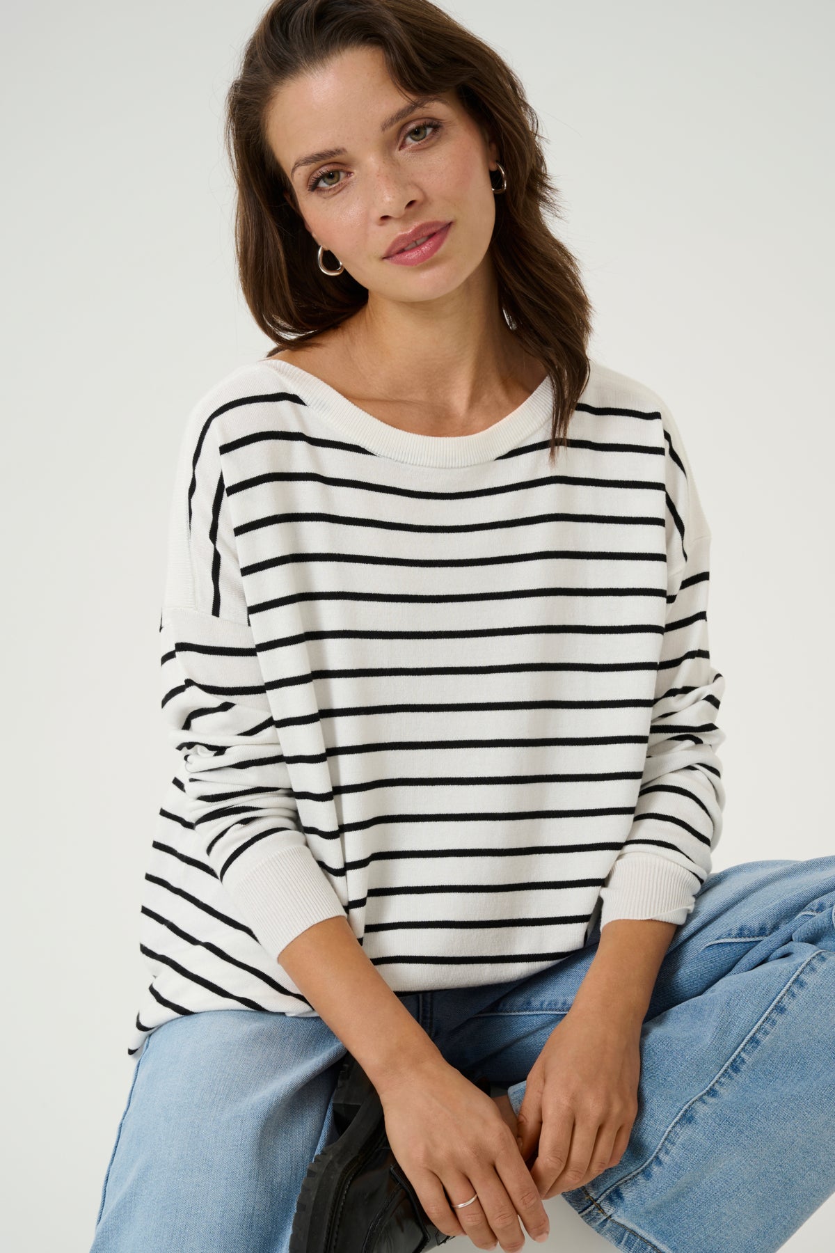 KAlizza Boat Neck Pullover Chalk / Black stripe - 10505337
