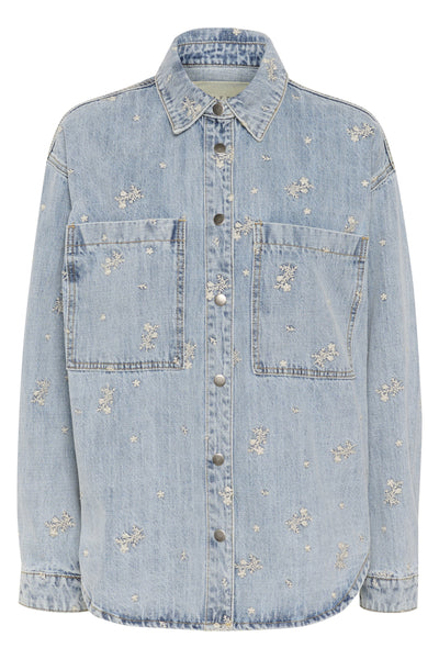 KAbabeth Denim Jacket Blue Denim/Feather Flower Emb. - 10507500 Thumbnail