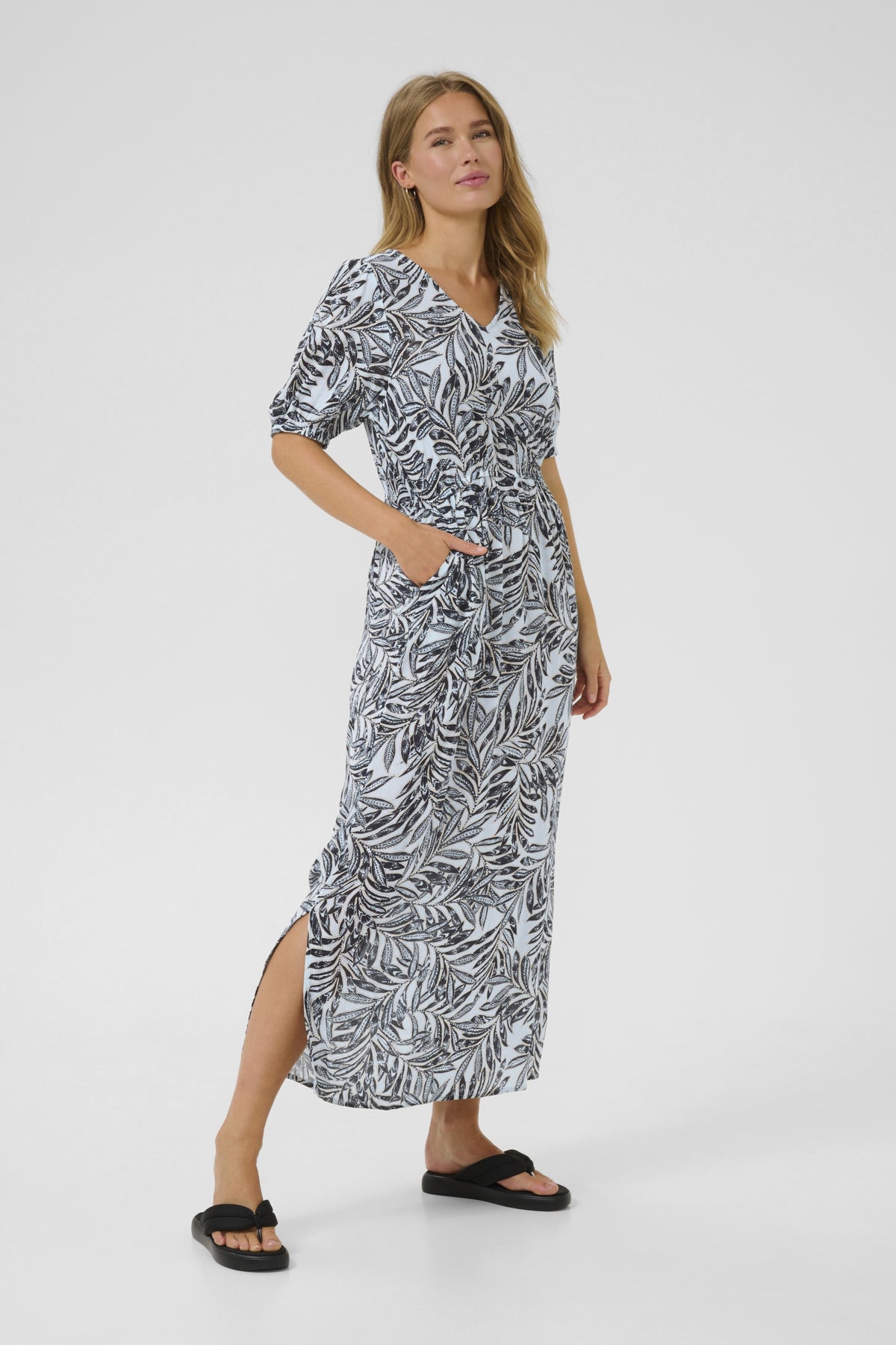 KAisolde Amber Maxi Dress Blue Leaf Print - 10507514