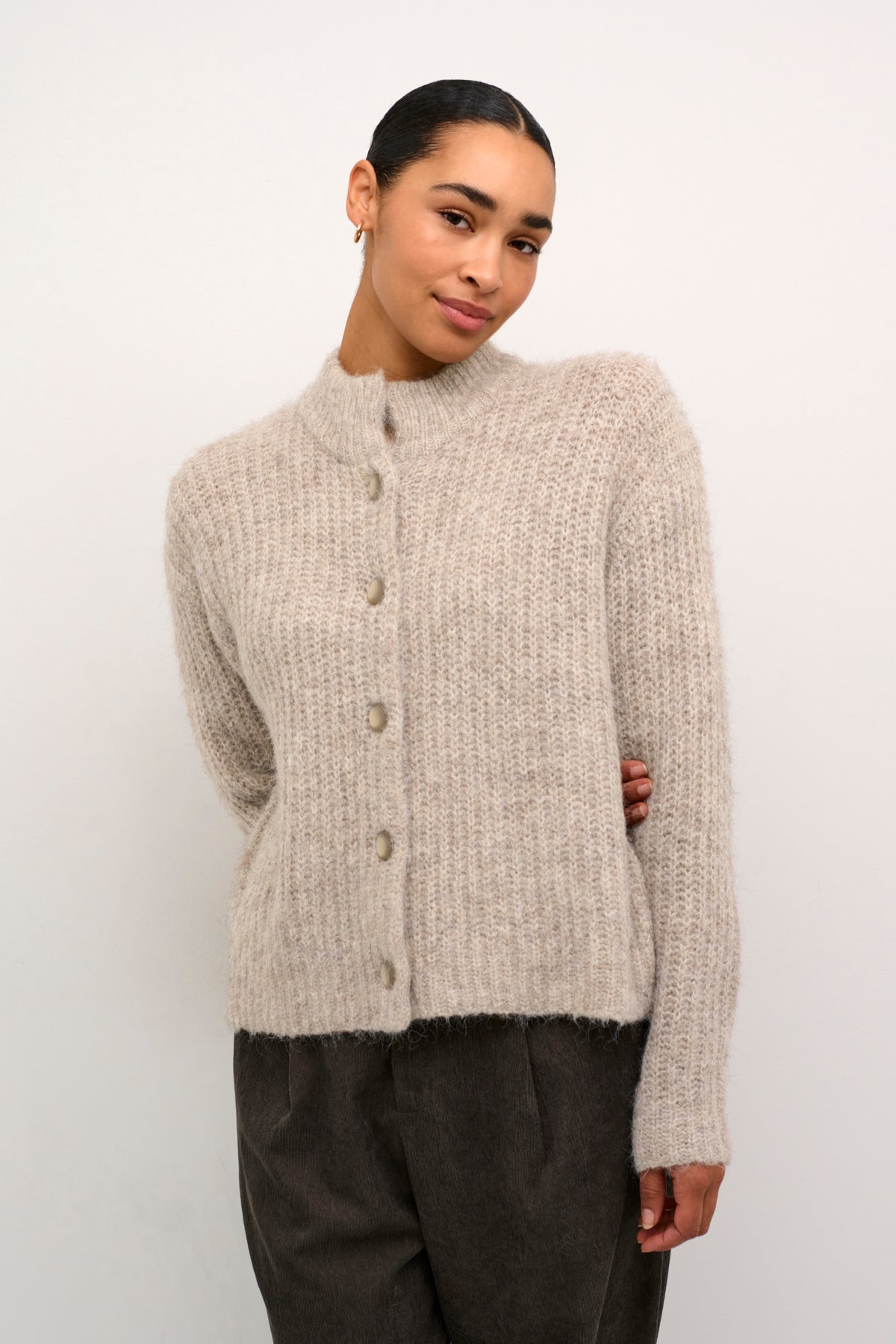 KAane Knit Cardigan Major Brown Melange - 10507843