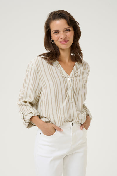 KAmilia Blouse Chalk / Chinchilla Stripe - 10508313 Thumbnail