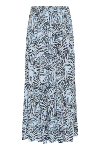 KAmaxi Smock Skirt Blue Leaf Print - 10508816 Thumbnail