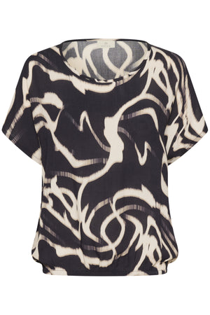 KAbeathe Stanley Blouse Black/Nature Organic Lines - 10508896