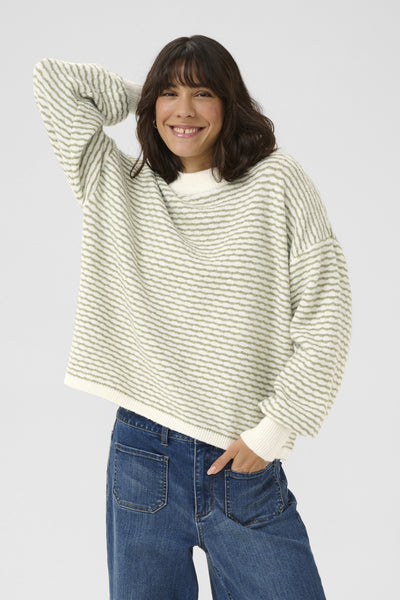 KAellery Knit Pullover Oil Green/Turtledove Stripe - 10509032 Thumbnail