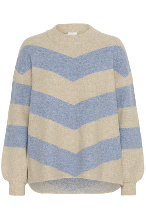 KAverana Knit Pullover FeatherG.M./Windward Blue Str. - 10509061