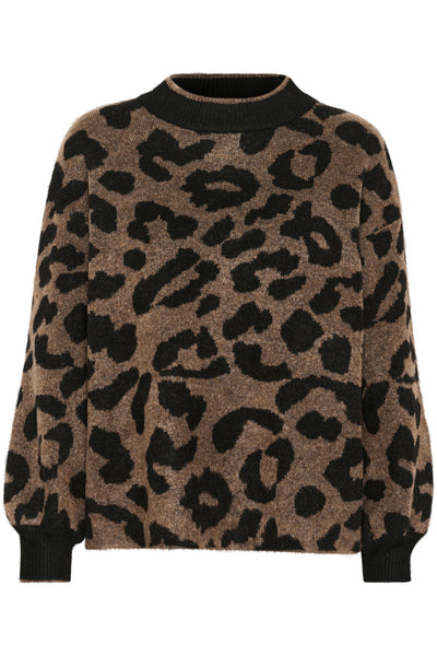 KAwilma Knit Pullover Brown/Black Animal Pattern - 10509217 Thumbnail