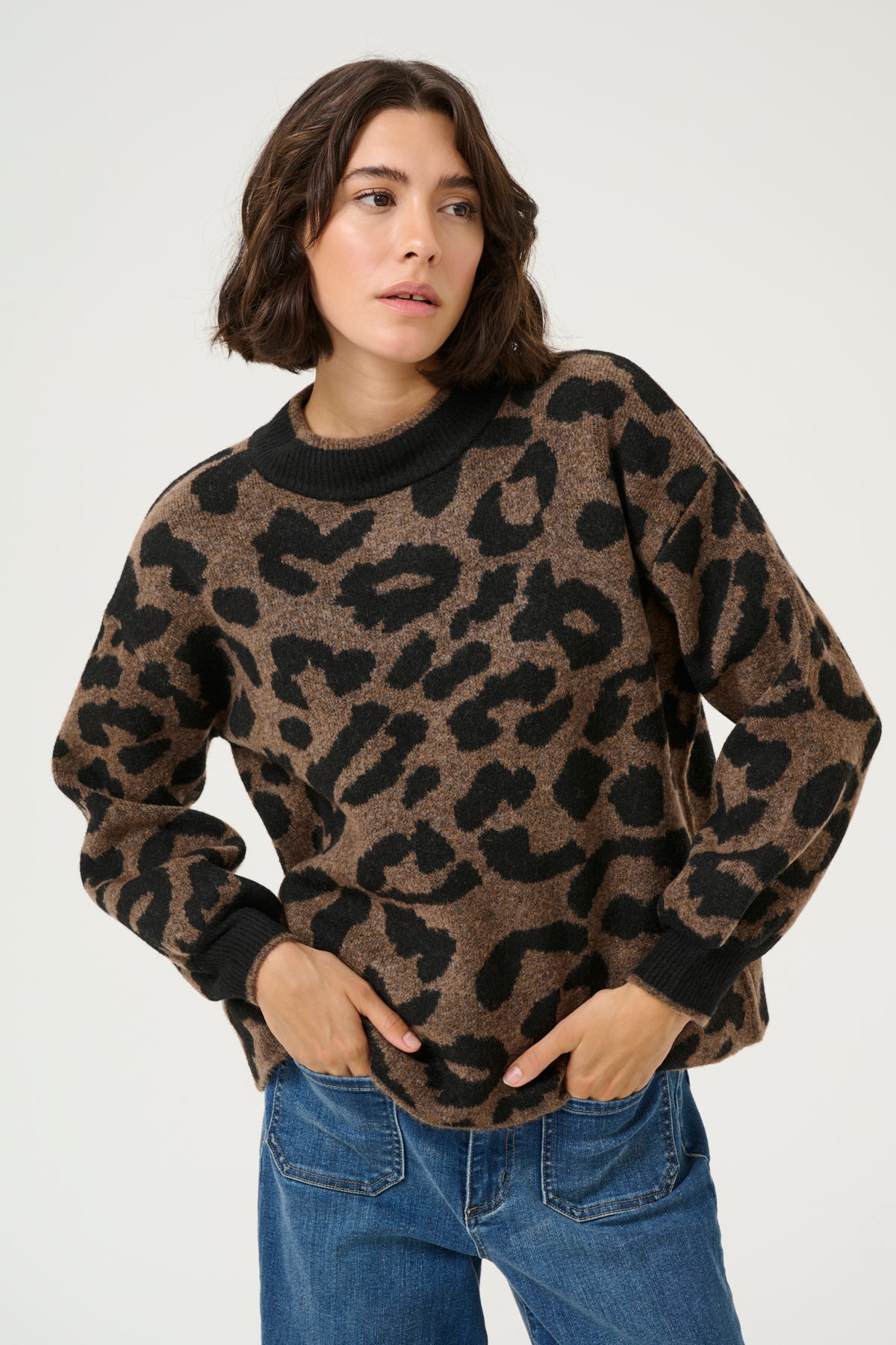KAwilma Knit Pullover Brown/Black Animal Pattern - 10509217