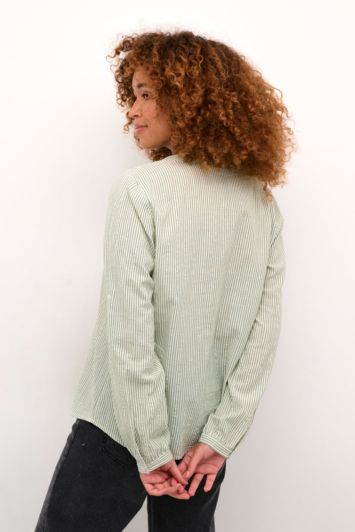 KAlena Shirt Green/Chalk Stripe