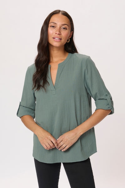 KAlena Solid Shirt Balsam Green - 10509586 Thumbnail