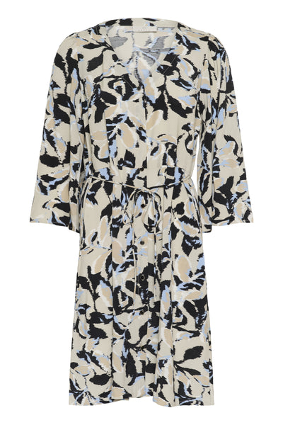 KApedra Short  Dress Beige/Black/Blue Blurry Leaf - 10509622 Thumbnail