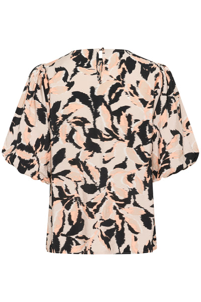 KApaco Blouse Beige/Black/Peach Blurry Leaf - 10509633 Thumbnail
