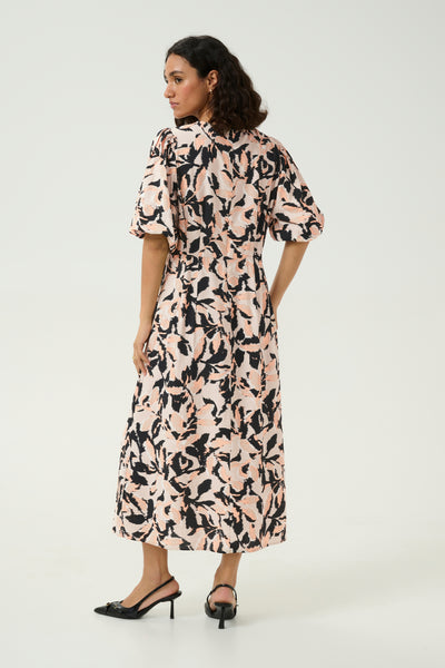 KApaco Dress Beige/Black/Peach Blurry Leaf - 10509643 Thumbnail