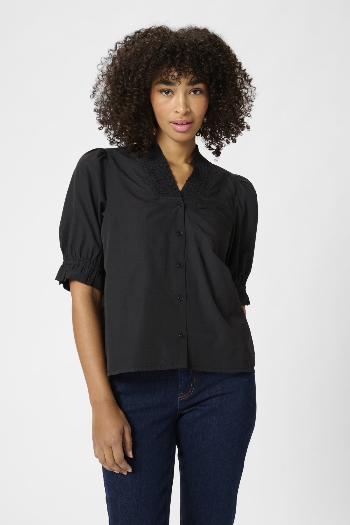 KAmaia Short Sleeve Blouse Black deep - 10509665