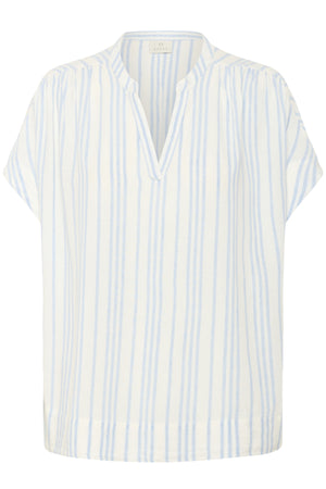 KAmilia Wing SL Blouse Chalk/Soft Chambray Stripe - 10509670
