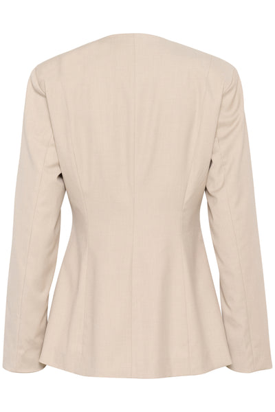 KAvindy Collarless Blazer Feather Gray Melange - 10509673 Thumbnail