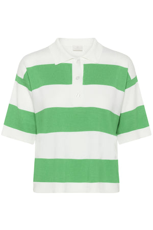 KAlizza Polo Knit Chalk/Bright Green Stripe - 10 - 10509932