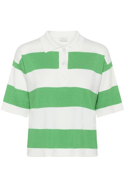 KAlizza Polo Knit Chalk/Bright Green Stripe - 10 - 10509932 Thumbnail