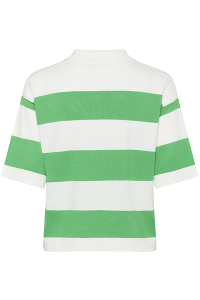 KAlizza Polo Knit Chalk/Bright Green Stripe - 10 - 10509932 Thumbnail