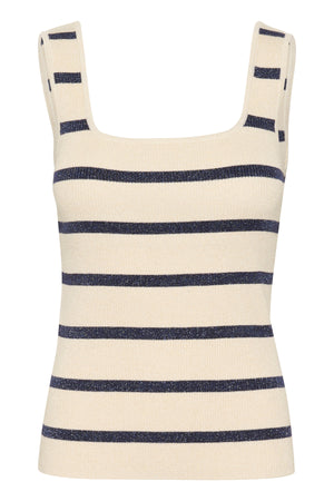 KAmorita Knit Top Silver white/ Blue stripe - 10509947