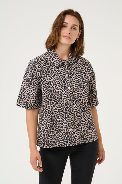 KAleonora Denim Shirt Classic Leopard Print - 10510030 Thumbnail