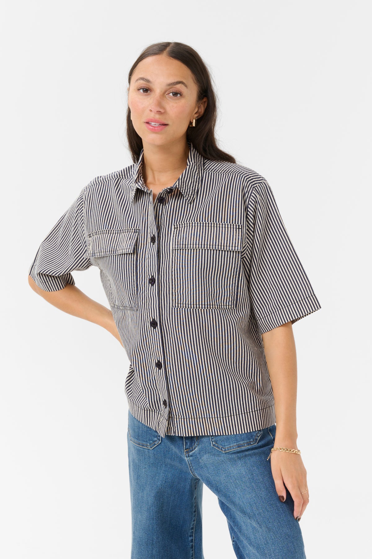 KAnaya striped shirt Midnight/White Stripe