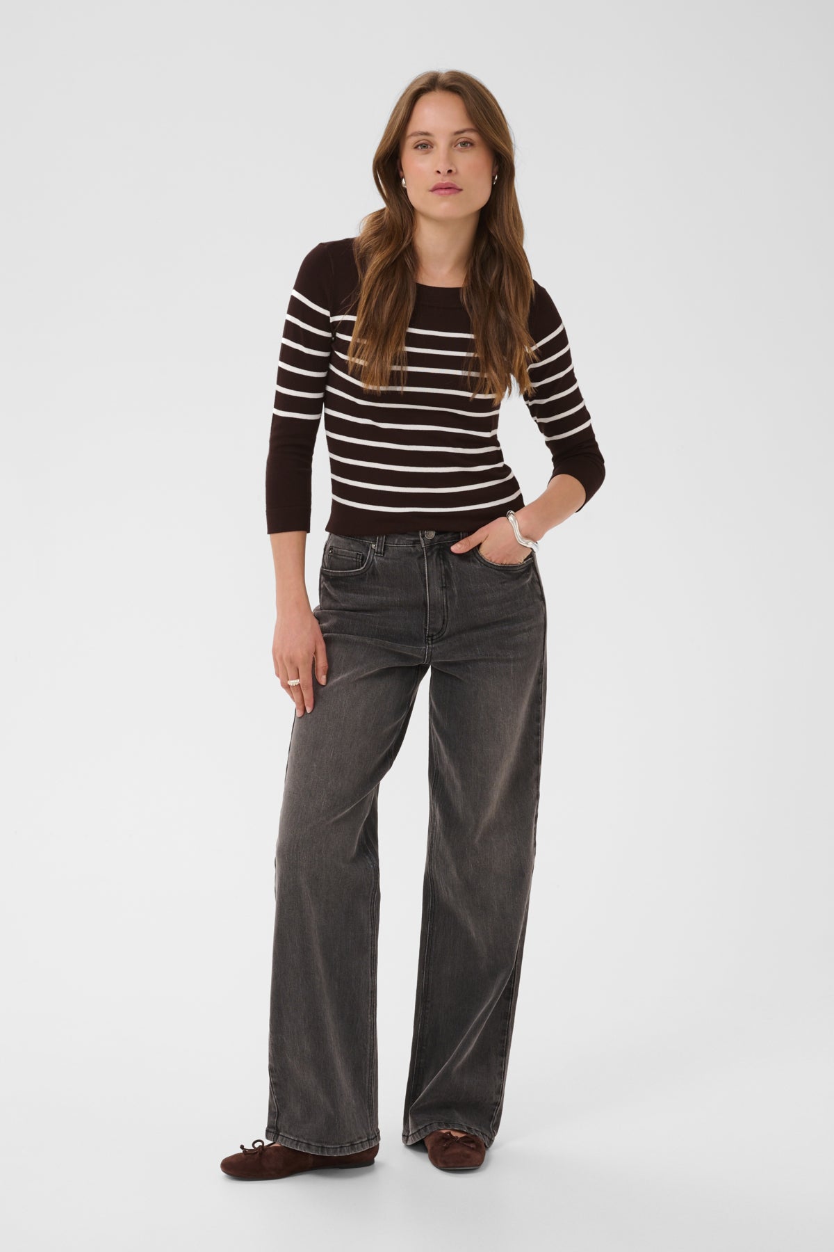 KAlizza boatneck pullover Coffee Bean / Chalk Stripe - 1 - 10510195
