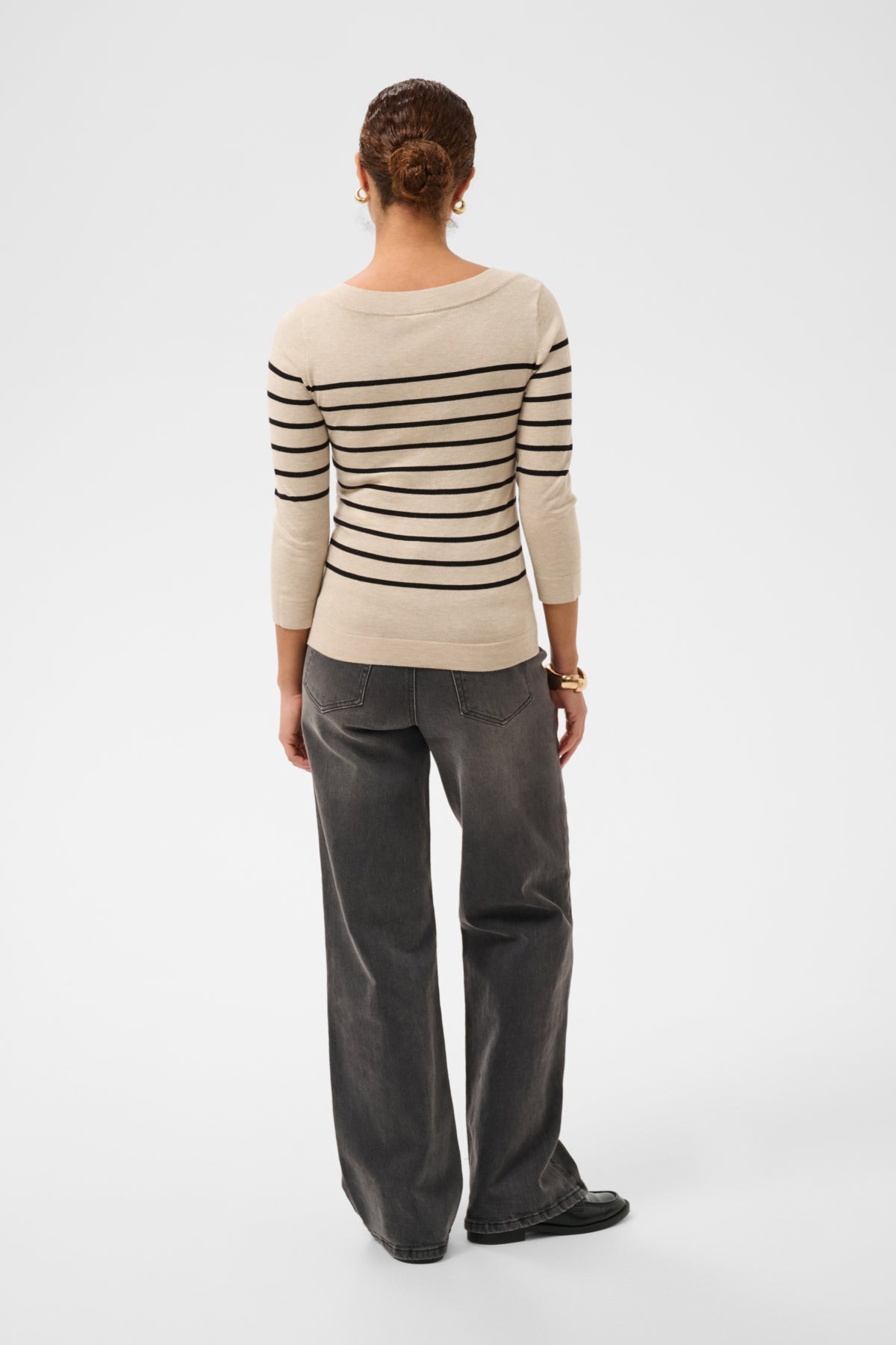 KAlizza boatneck pullover Feather gray melange/black - 1 - 10510195