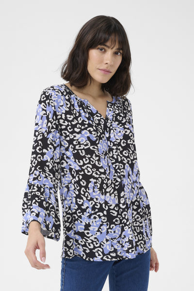 KAlea Blouse Blue Leopard Thumbnail