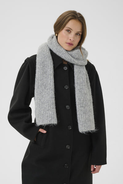 KAhenry Knitted Scarf Grey Melange - 10510406 Thumbnail
