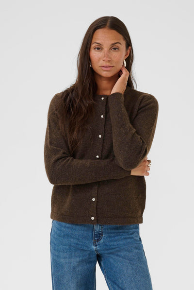 KAniel Knit Cardigan Chocolate Brown Melange Thumbnail