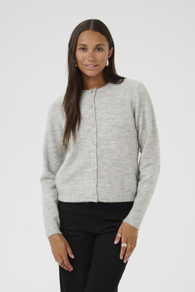 KAniel Knit Cardigan Light Grey Melange - 10510481 Thumbnail