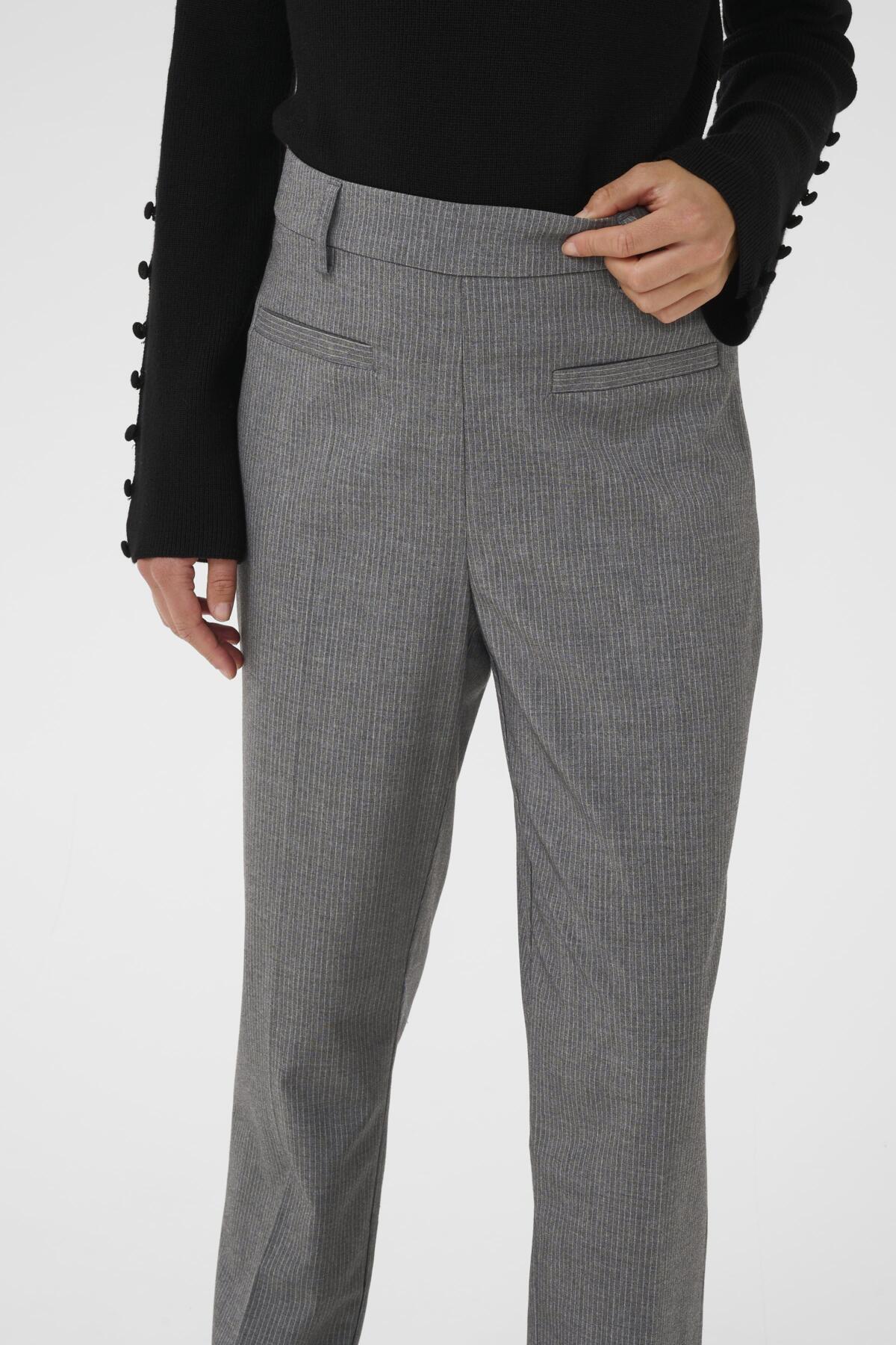 KAellie Pants Grey Melange / Chalk Stripe - 10510547