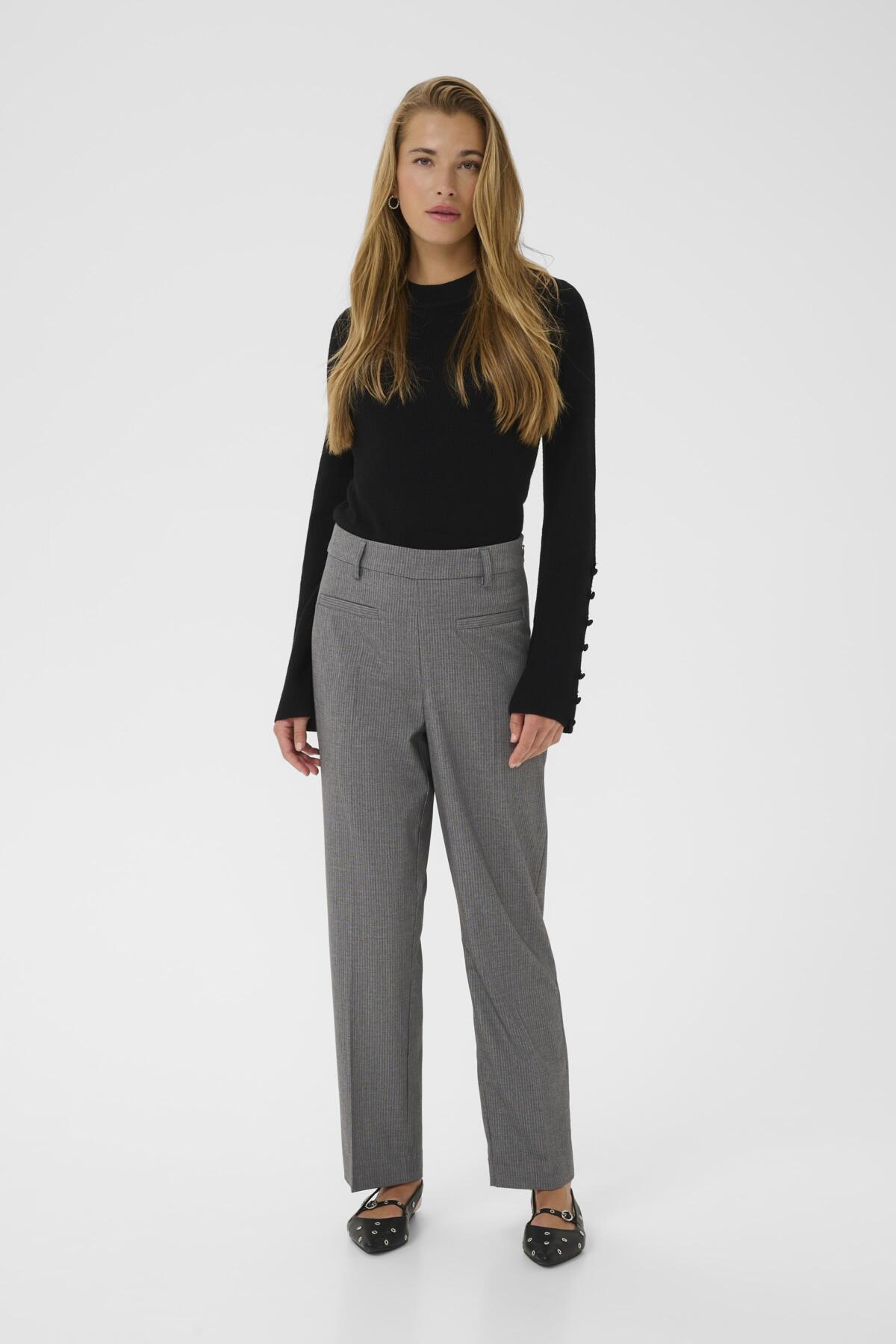 KAellie Pants Grey Melange / Chalk Stripe - 10510547