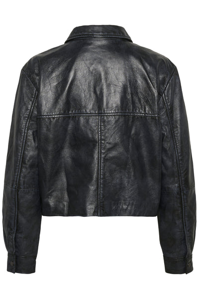 KAvallis Leather Jacket Washed black leather - 10510562 Thumbnail