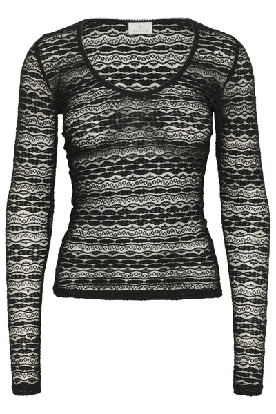 KAlorinda LS Lace T-Shirt Black deep - 10510671 Thumbnail